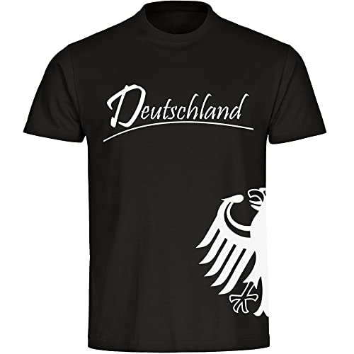 multifanshop Herren T-Shirt - Deutschland - Adler seitlich - Druck weiß - Männer Größe 4XL schwarz von multifanshop
