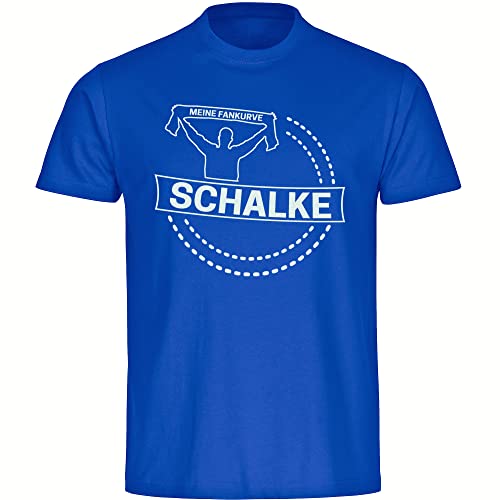 multifanshop Herren T-Shirt - Schalke - Meine Fankurve - Druck weiß - Männer Größe L blau von multifanshop