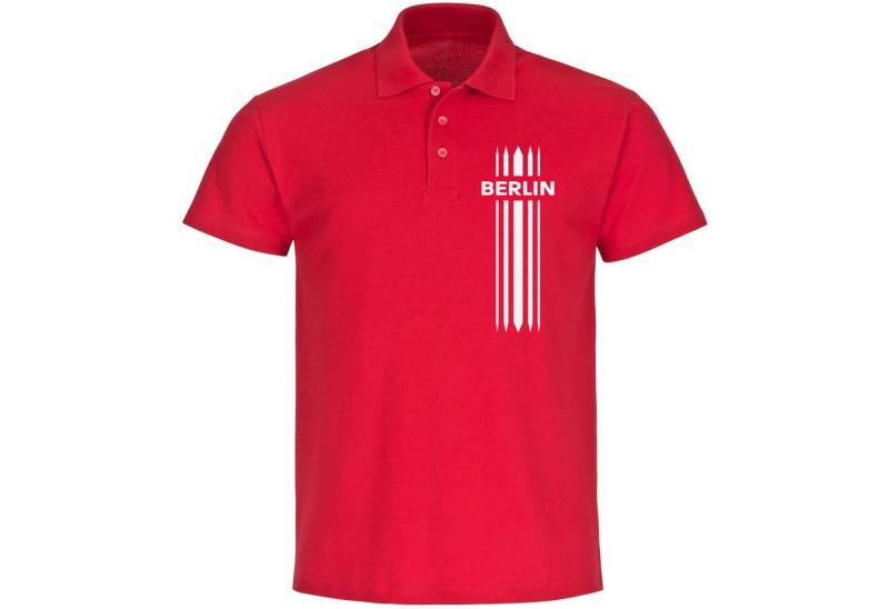multifanshop Poloshirt Berlin rot - Streifen - Polo von multifanshop
