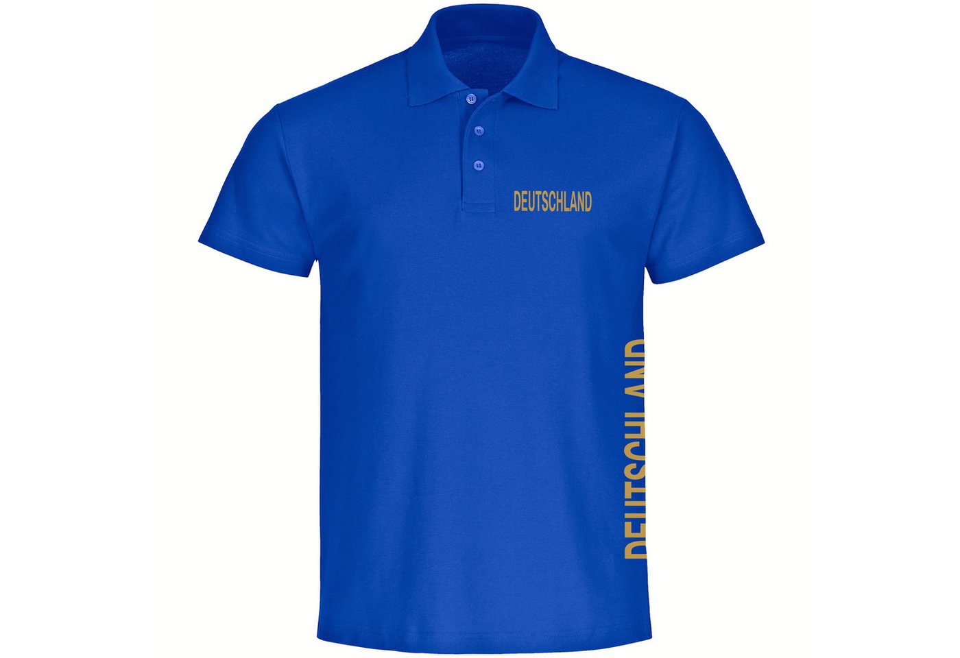 multifanshop Poloshirt Deutschland - Brust & Seite Gold - Polo von multifanshop