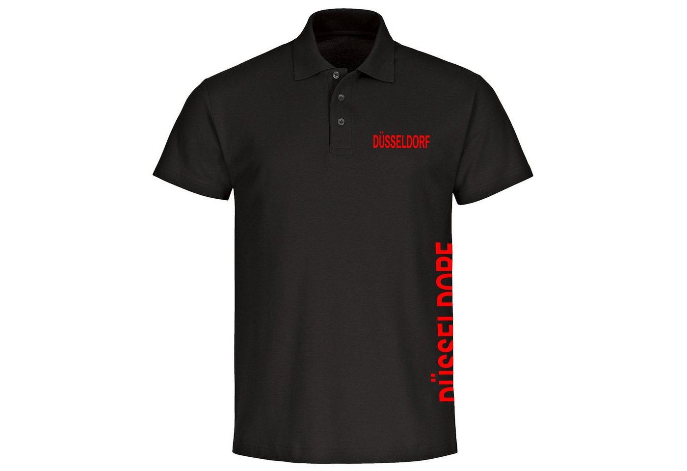 multifanshop Poloshirt Düsseldorf - Brust & Seite - Polo von multifanshop