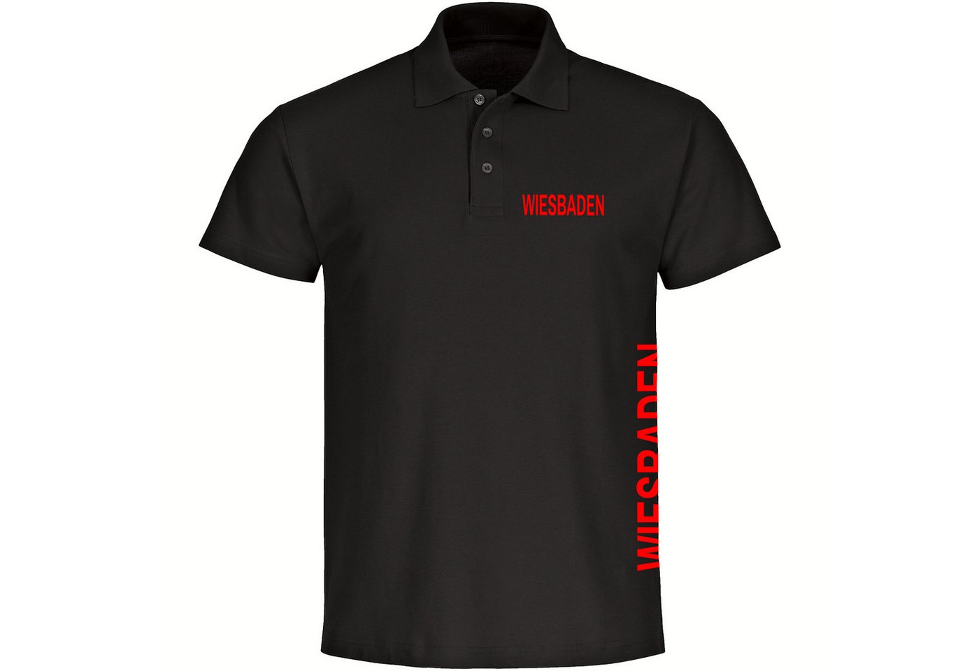 multifanshop Poloshirt Wiesbaden - Brust & Seite - Polo von multifanshop
