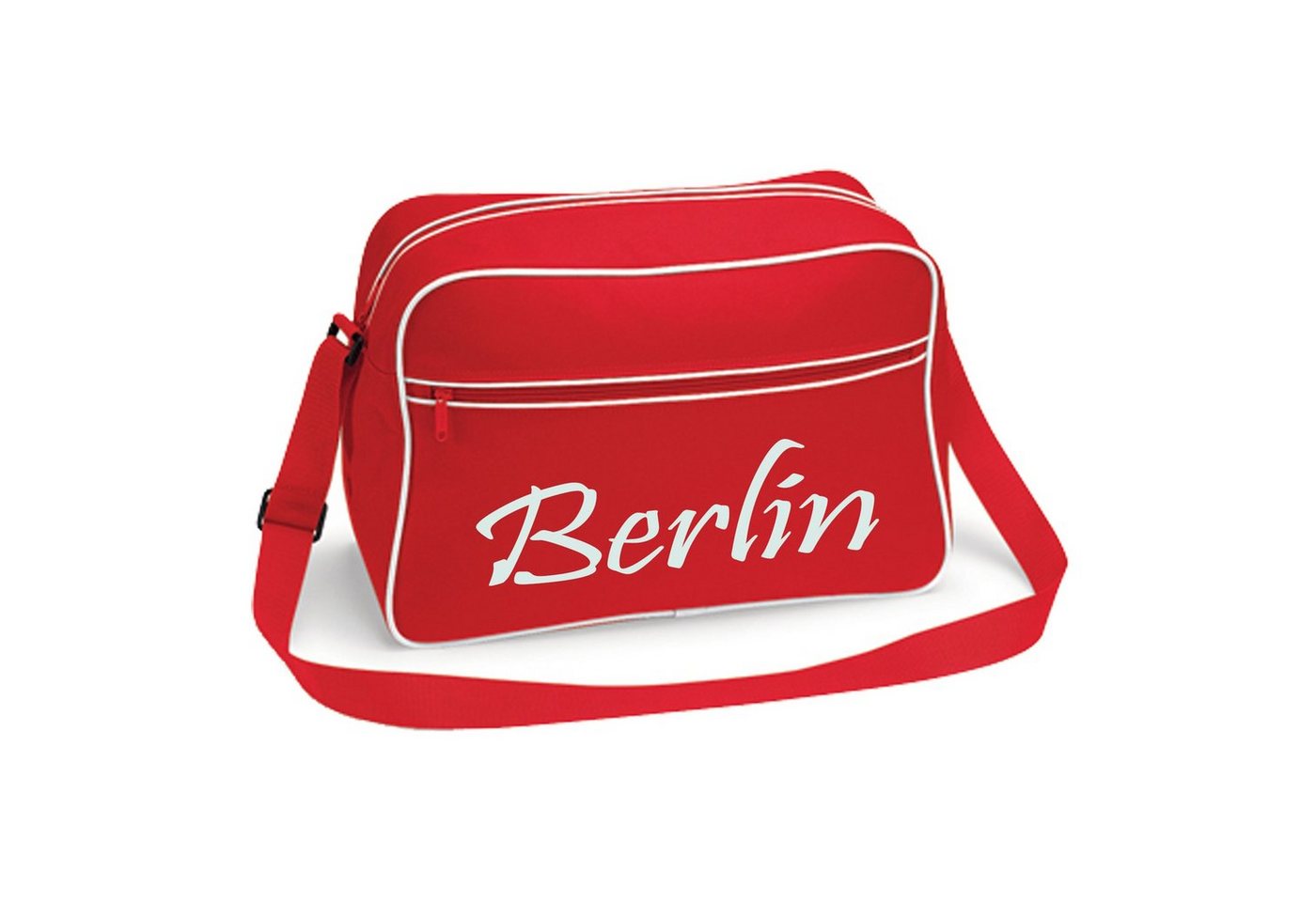 multifanshop Schultertasche Berlin rot - Schriftzug - Tasche von multifanshop