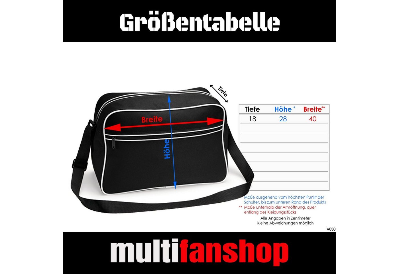 multifanshop Schultertasche Germany - Schriftzug - Tasche von multifanshop