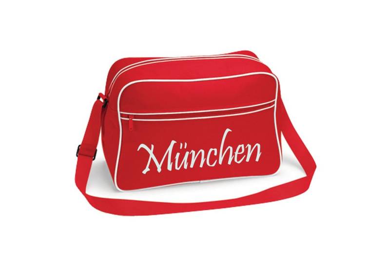 multifanshop Schultertasche München rot - Schriftzug - Tasche von multifanshop