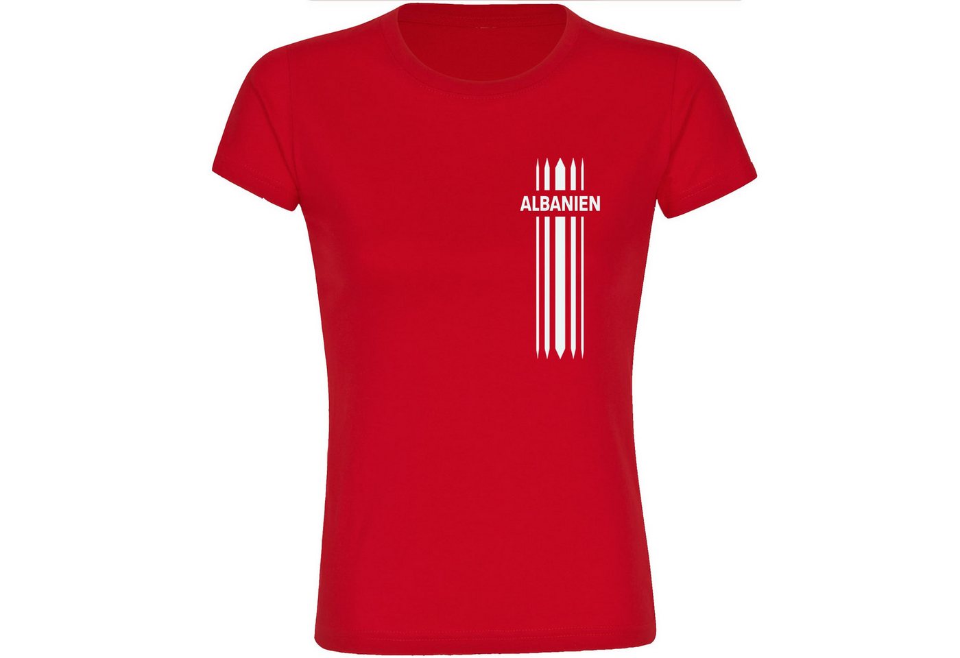 multifanshop T-Shirt Damen Albanien - Streifen - Frauen von multifanshop