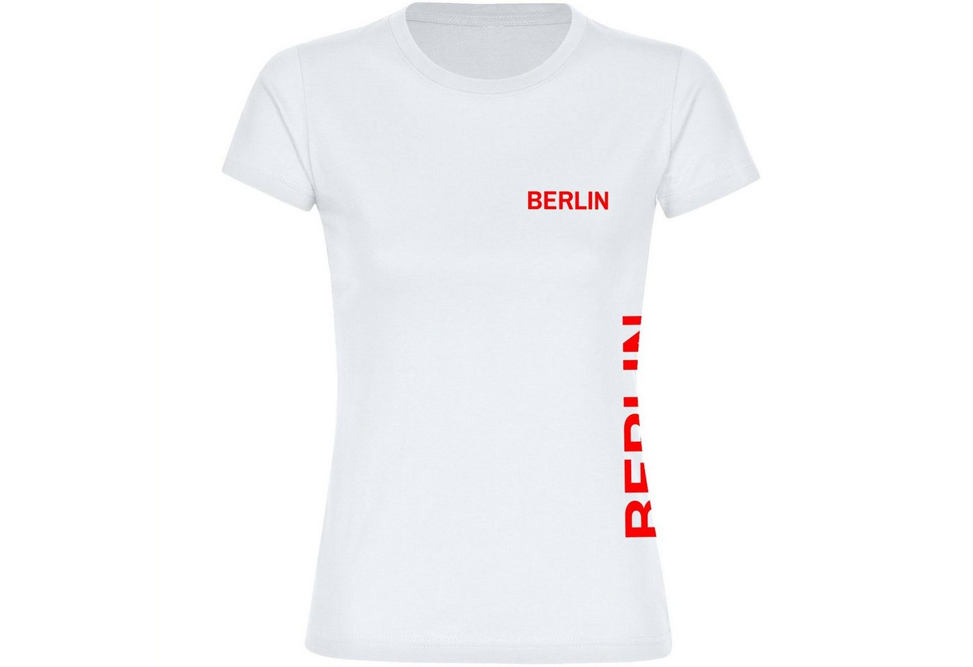 multifanshop T-Shirt Damen Berlin rot - Brust & Seite - Frauen von multifanshop