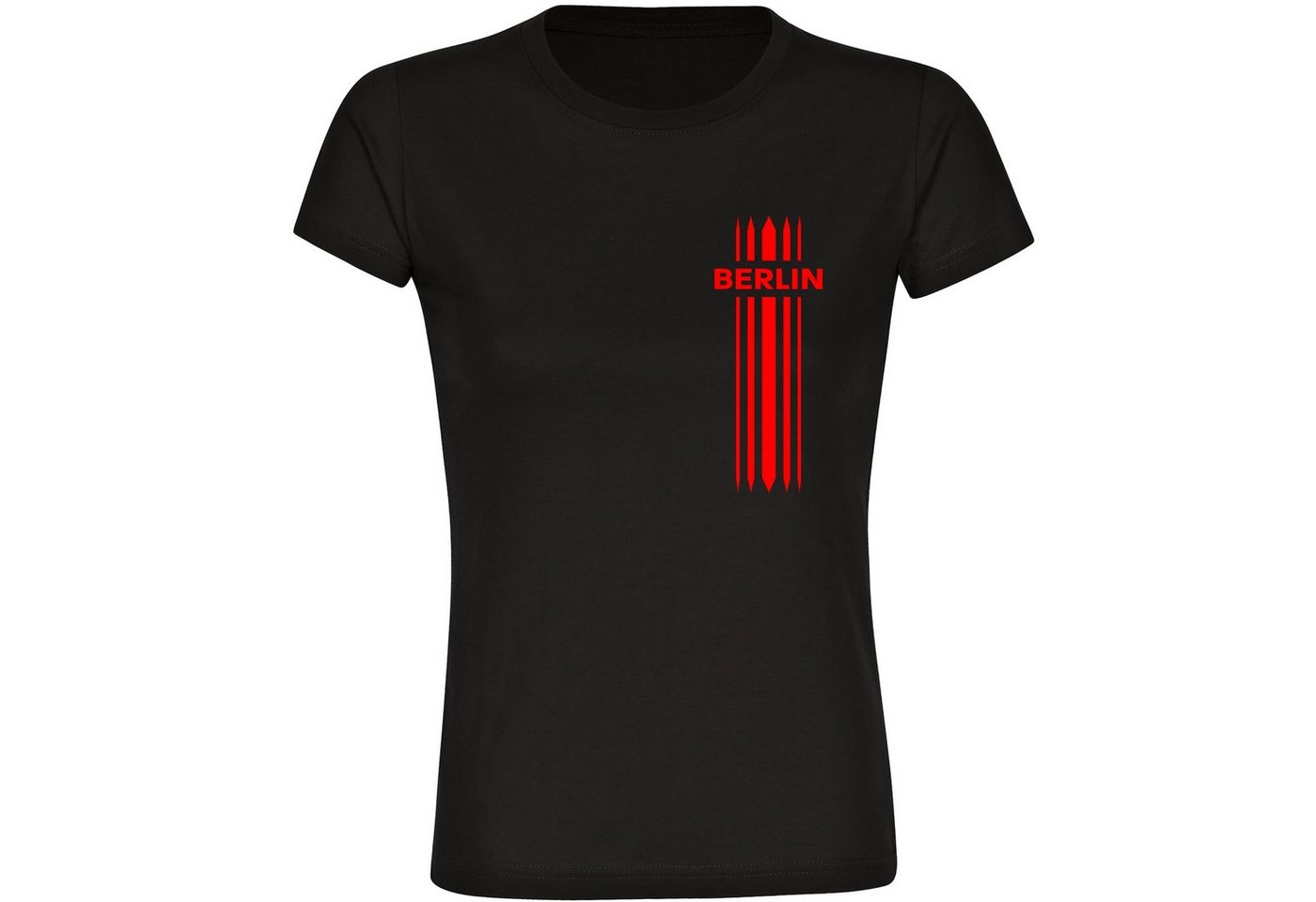 multifanshop T-Shirt Damen Berlin rot - Streifen - Frauen von multifanshop