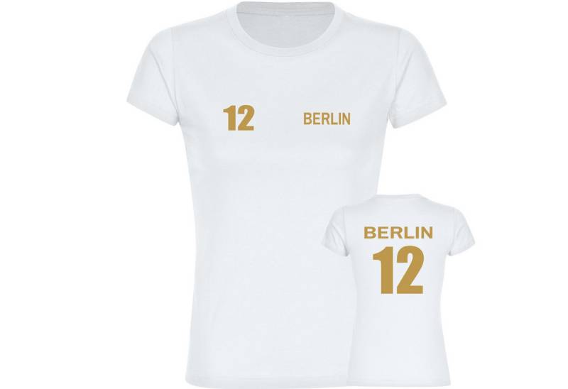 multifanshop T-Shirt Damen Berlin rot - Trikot Nummer 12 gold - Frauen von multifanshop
