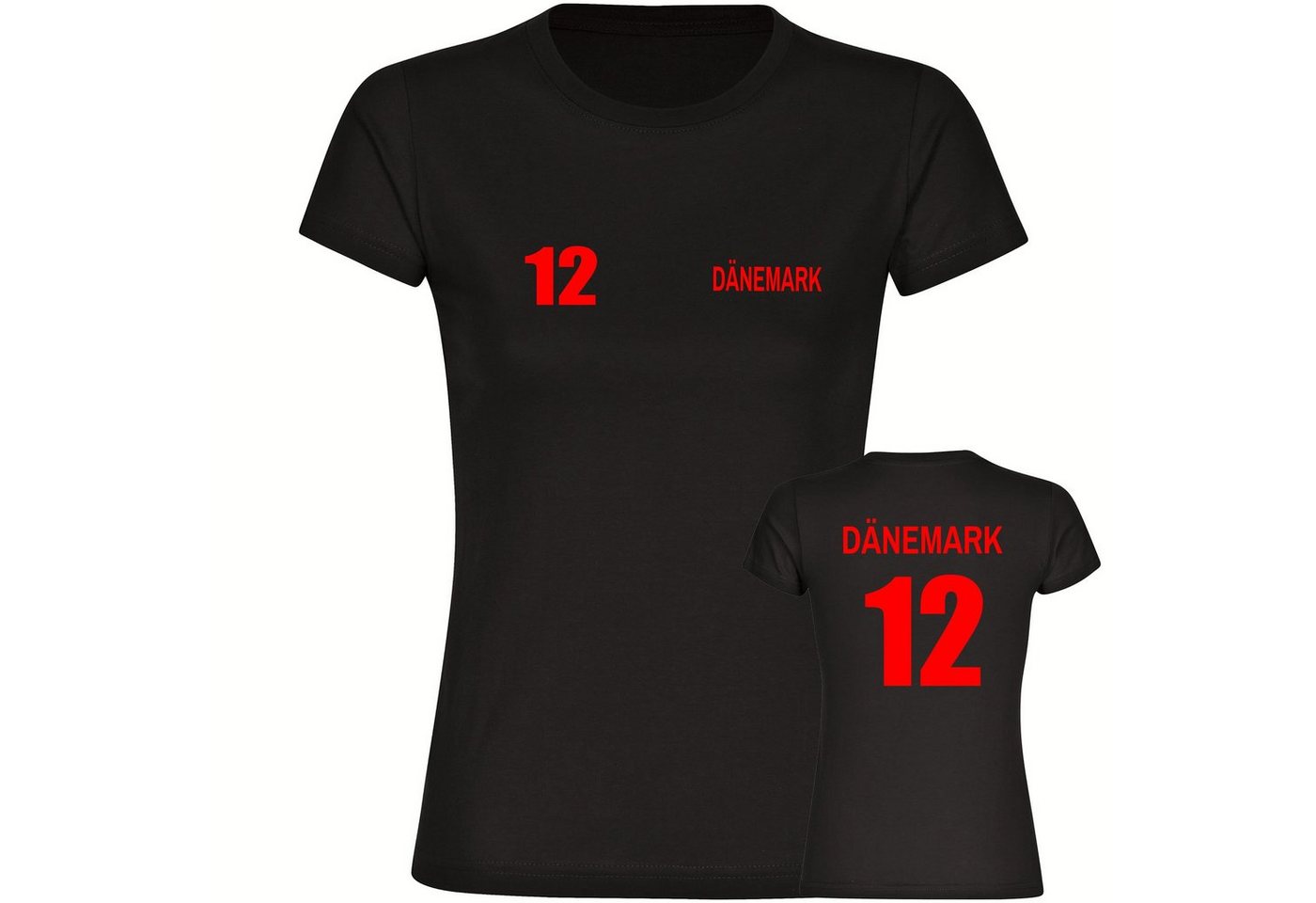 multifanshop T-Shirt Damen Dänemark - Trikot 12 - Frauen von multifanshop
