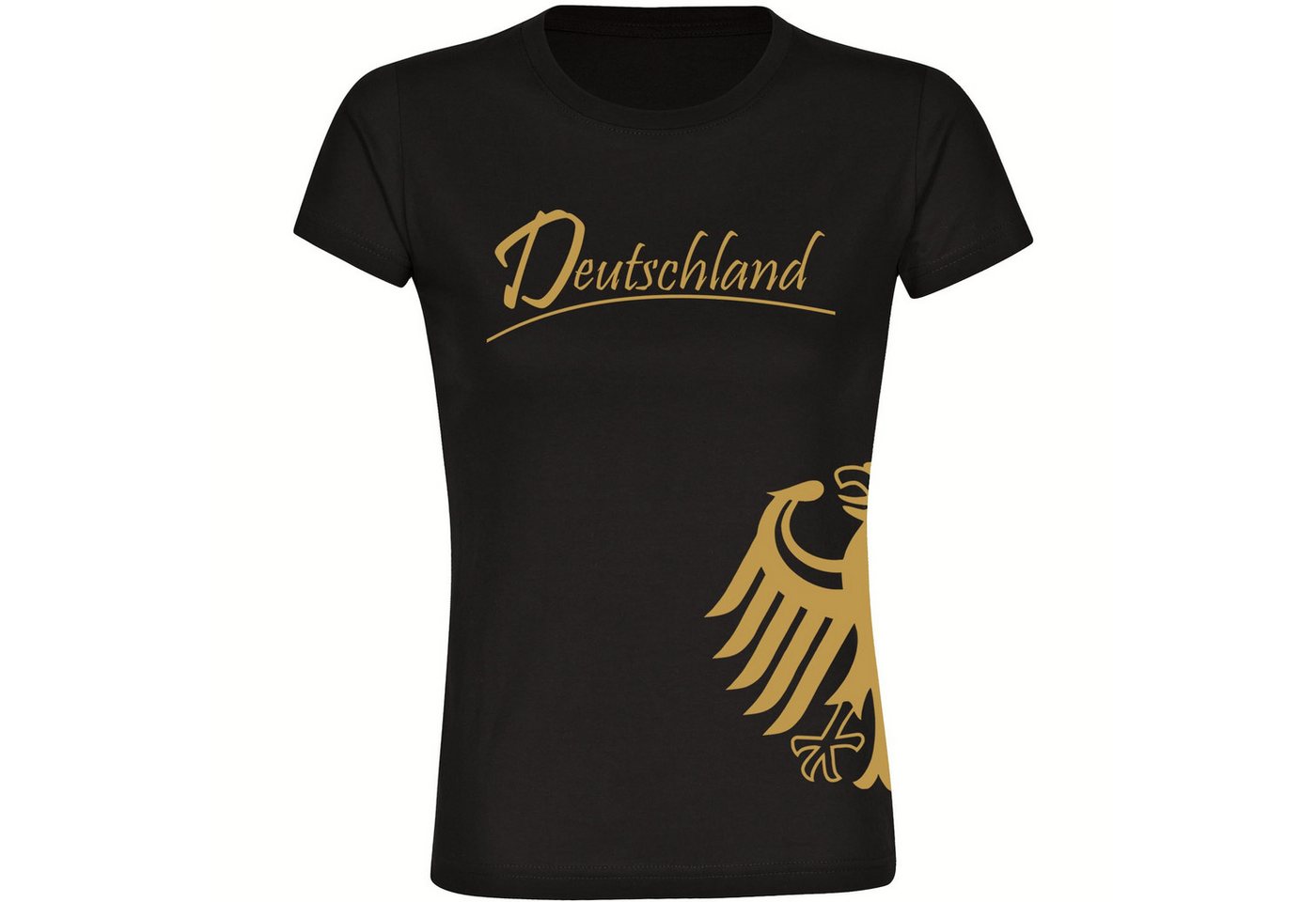 multifanshop T-Shirt Damen Deutschland - Adler seitlich Gold - Frauen von multifanshop