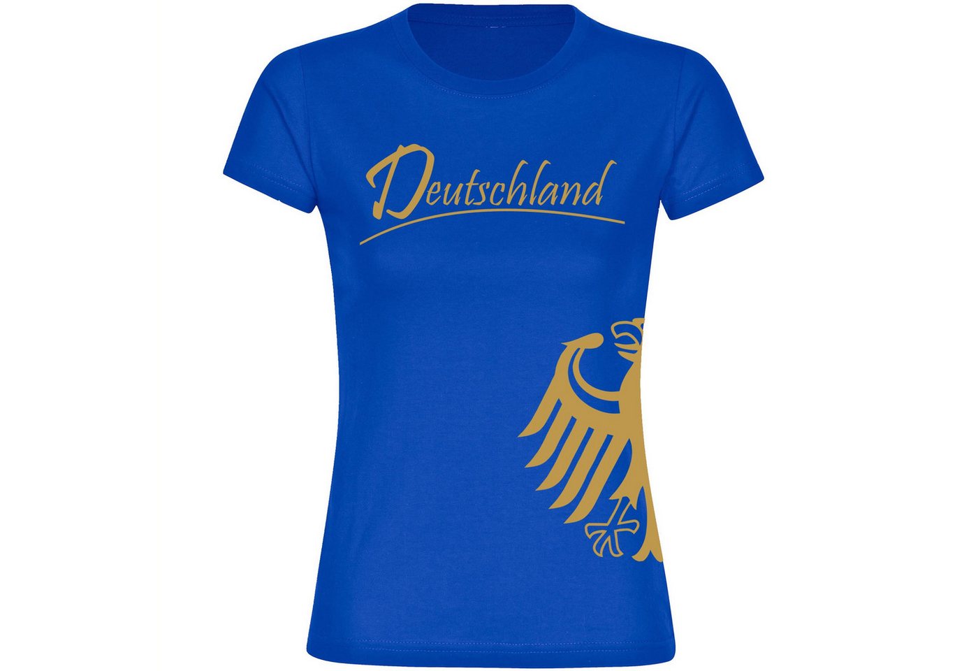multifanshop T-Shirt Damen Deutschland - Adler seitlich Gold - Frauen von multifanshop