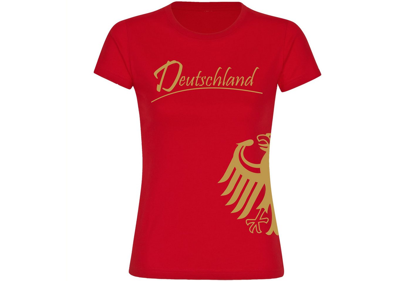 multifanshop T-Shirt Damen Deutschland - Adler seitlich Gold - Frauen von multifanshop