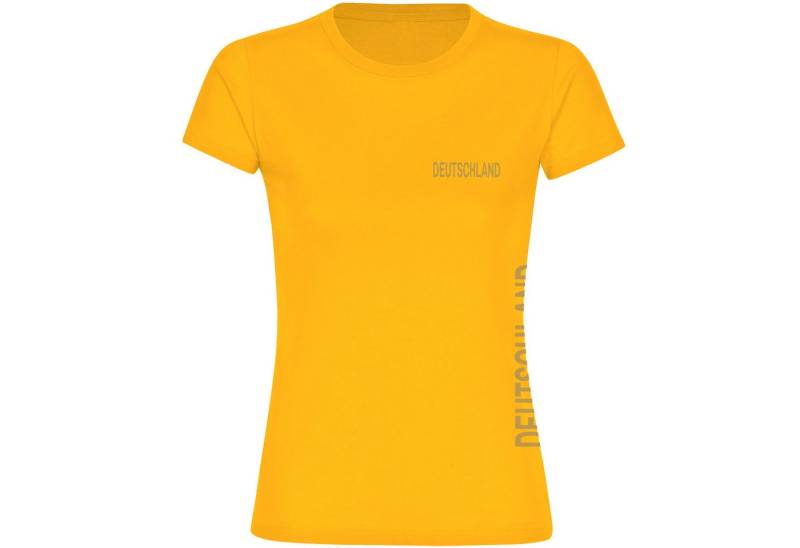 multifanshop T-Shirt Damen Deutschland - Brust & Seite Gold - Frauen von multifanshop