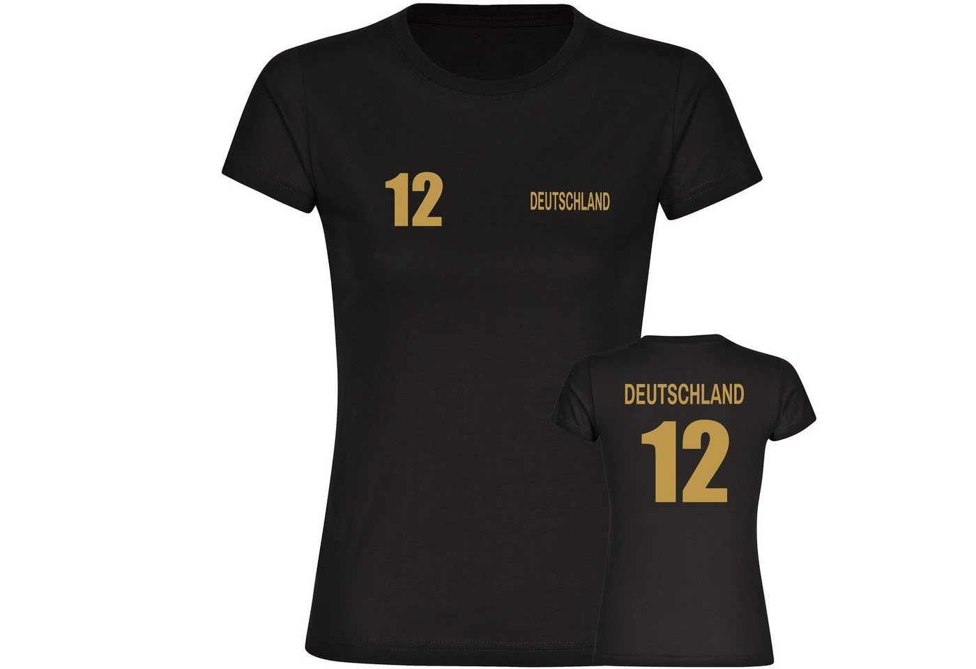 multifanshop T-Shirt Damen Deutschland - Trikot 12 Gold - Frauen von multifanshop