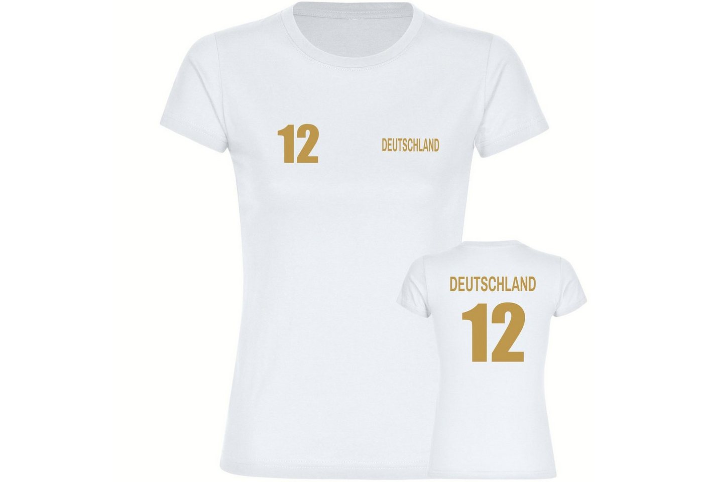 multifanshop T-Shirt Damen Deutschland - Trikot 12 Gold - Frauen von multifanshop