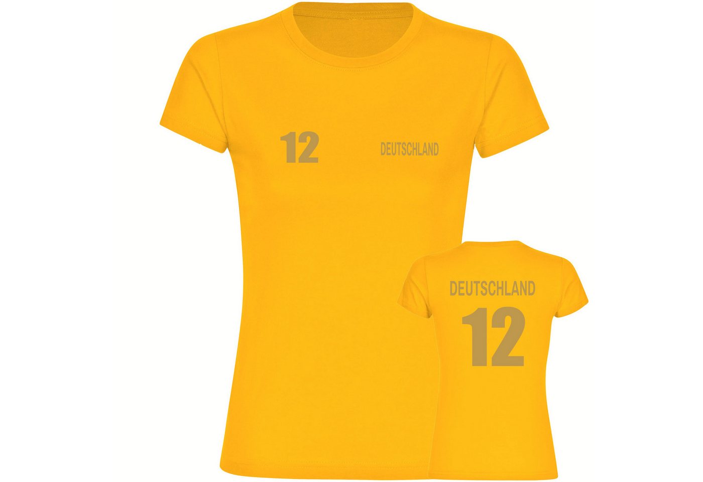 multifanshop T-Shirt Damen Deutschland - Trikot 12 Gold - Frauen von multifanshop