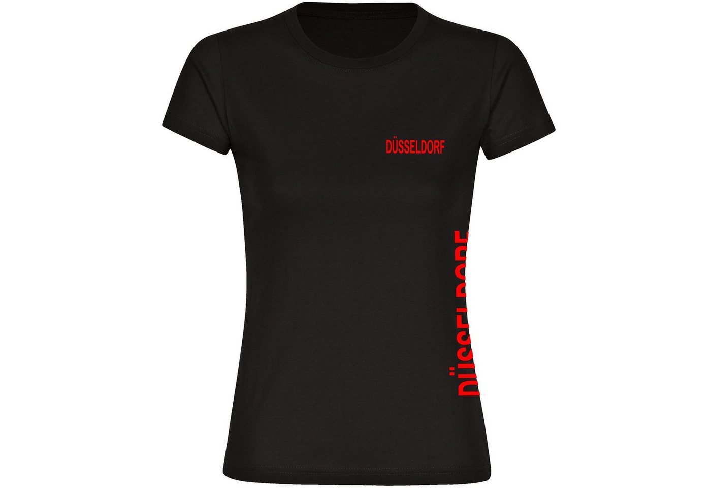 multifanshop T-Shirt Damen Düsseldorf - Brust & Seite - Frauen von multifanshop