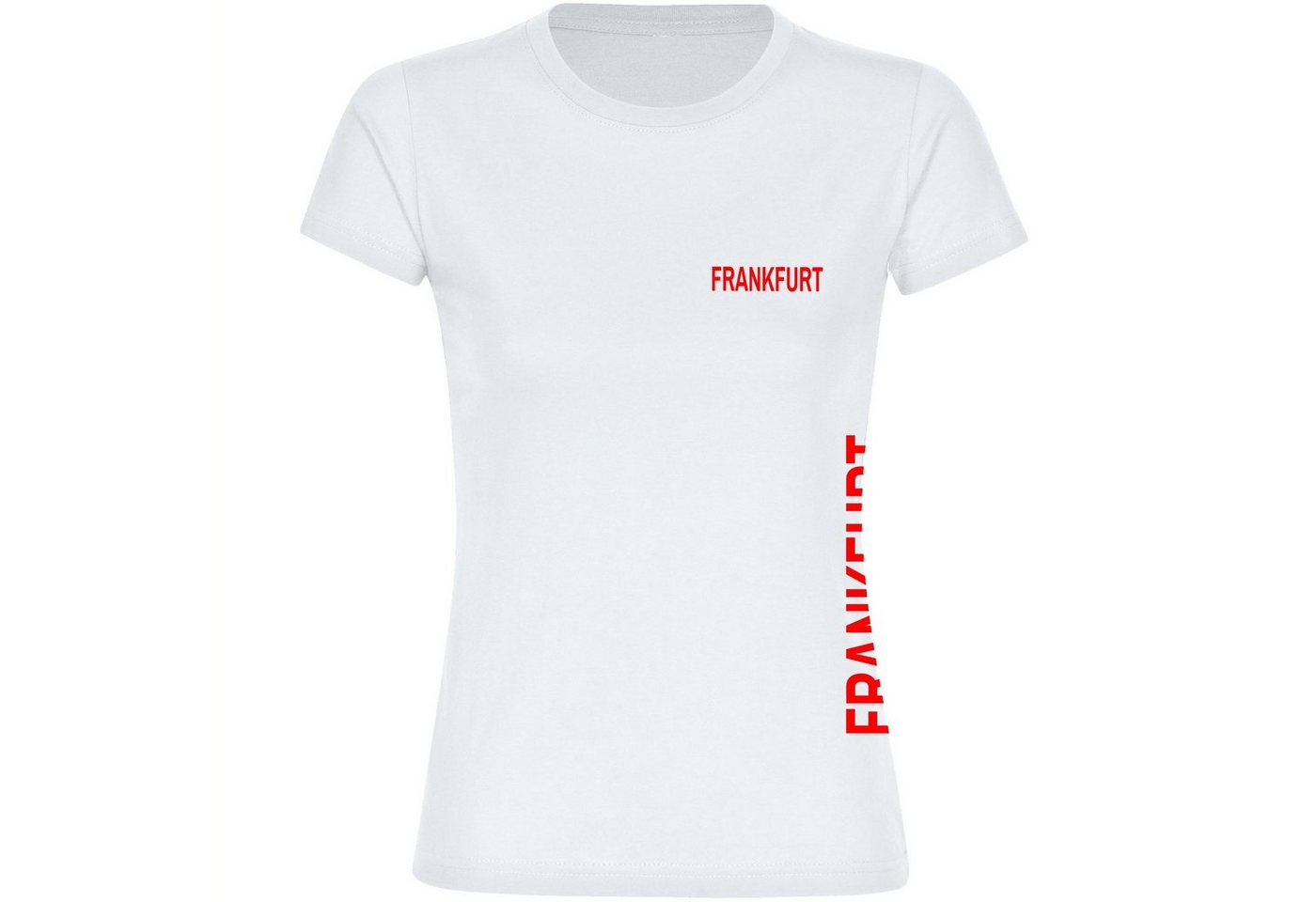 multifanshop T-Shirt Damen Frankfurt - Brust & Seite - Frauen von multifanshop