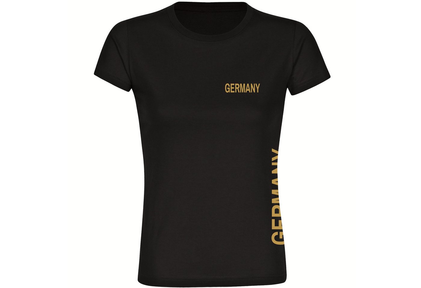 multifanshop T-Shirt Damen Germany - Brust & Seite Gold - Frauen von multifanshop