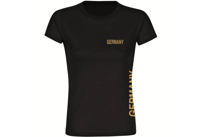 multifanshop T-Shirt Damen Germany - Brust & Seite Gold - Frauen von multifanshop