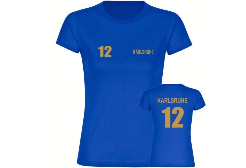 multifanshop T-Shirt Damen Karlsruhe - Trikot Nummer 12 gold - Frauen von multifanshop