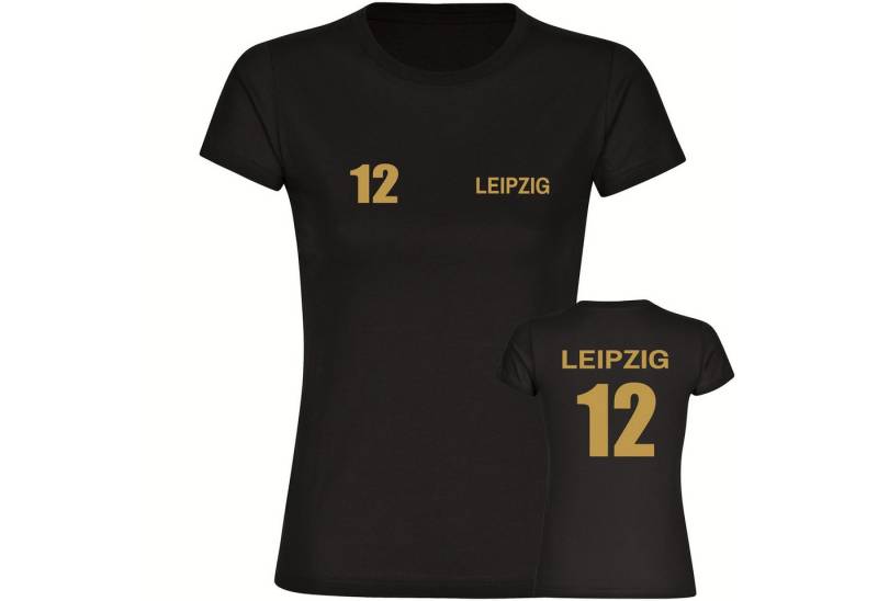 multifanshop T-Shirt Damen Leipzig - Trikot Nummer 12 gold - Frauen von multifanshop