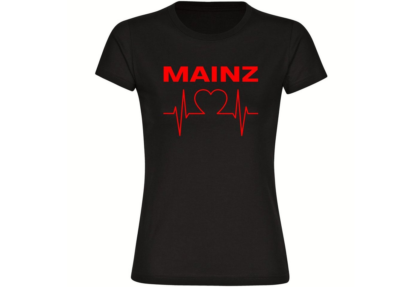 multifanshop T-Shirt Damen Mainz - Herzschlag - Frauen von multifanshop