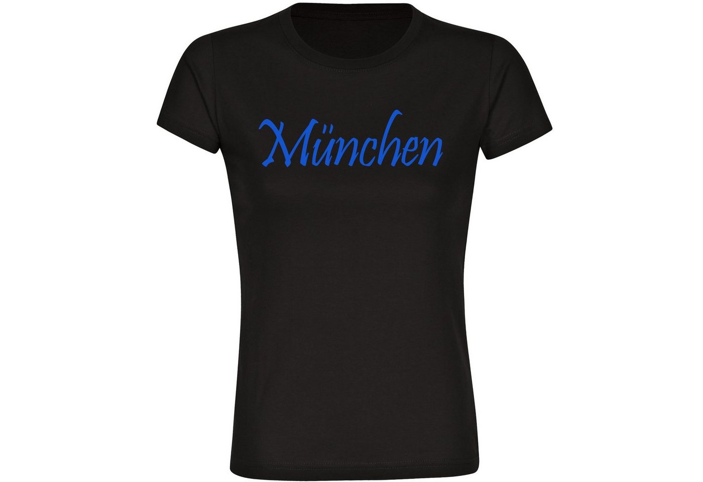 multifanshop T-Shirt Damen München blau - Schriftzug - Frauen von multifanshop