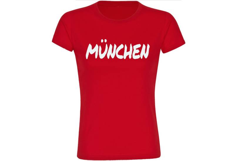 multifanshop T-Shirt Damen München rot - Textmarker - Frauen von multifanshop