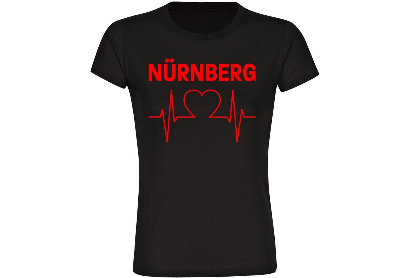 multifanshop T-Shirt Damen Nürnberg - Herzschlag - Frauen von multifanshop