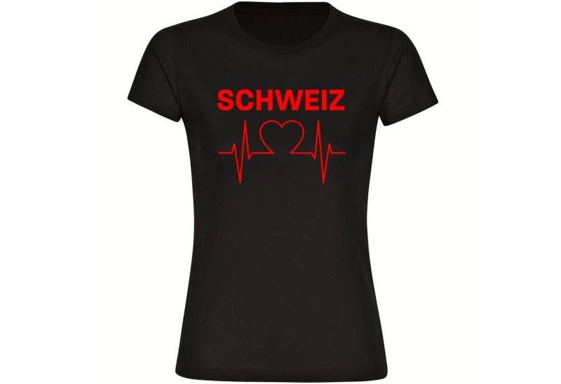 multifanshop T-Shirt Damen Schweiz - Herzschlag - Frauen von multifanshop