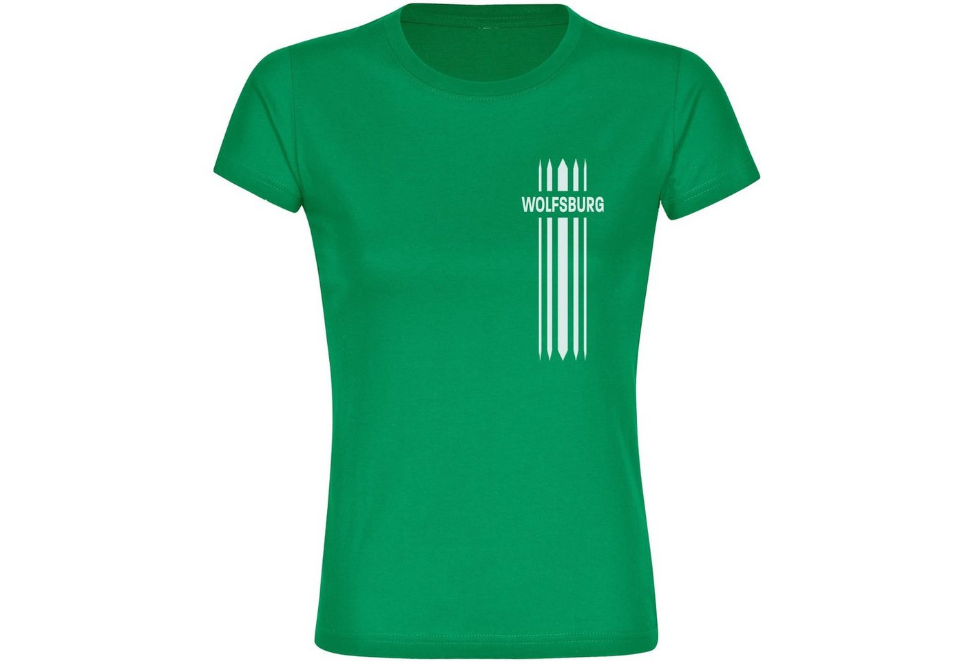 multifanshop T-Shirt Damen Wolfsburg - Streifen - Frauen von multifanshop