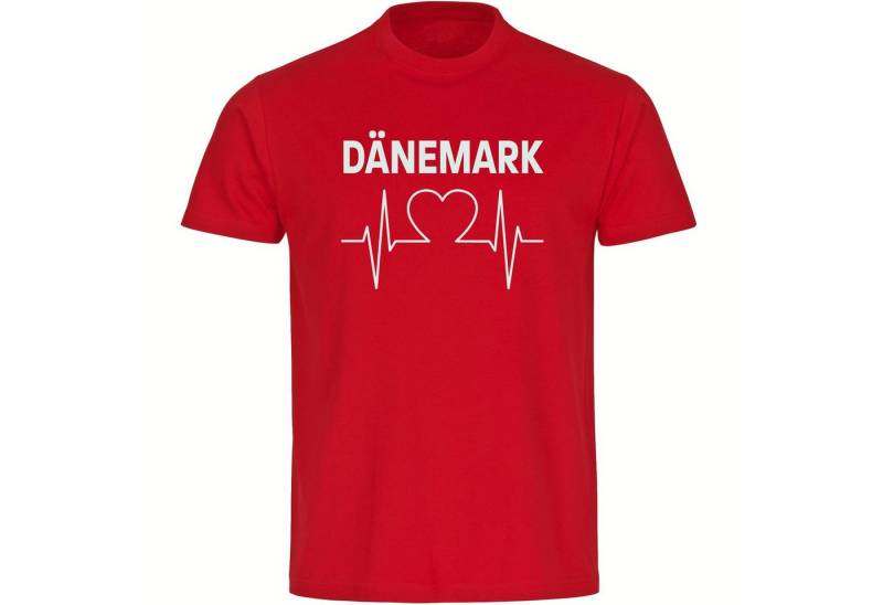 multifanshop T-Shirt Herren Dänemark - Herzschlag - Männer von multifanshop