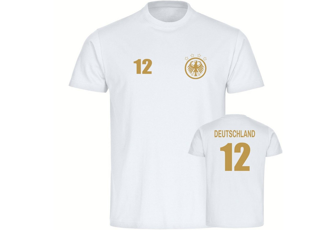 multifanshop T-Shirt Herren Deutschland - Adler Retro Trikot 12 Gold - Männer von multifanshop