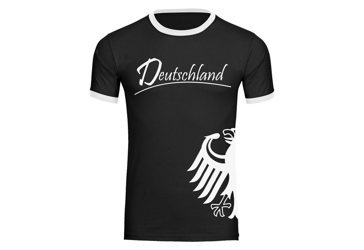 multifanshop T-Shirt Kontrast Deutschland - Adler seitlich - Männer von multifanshop