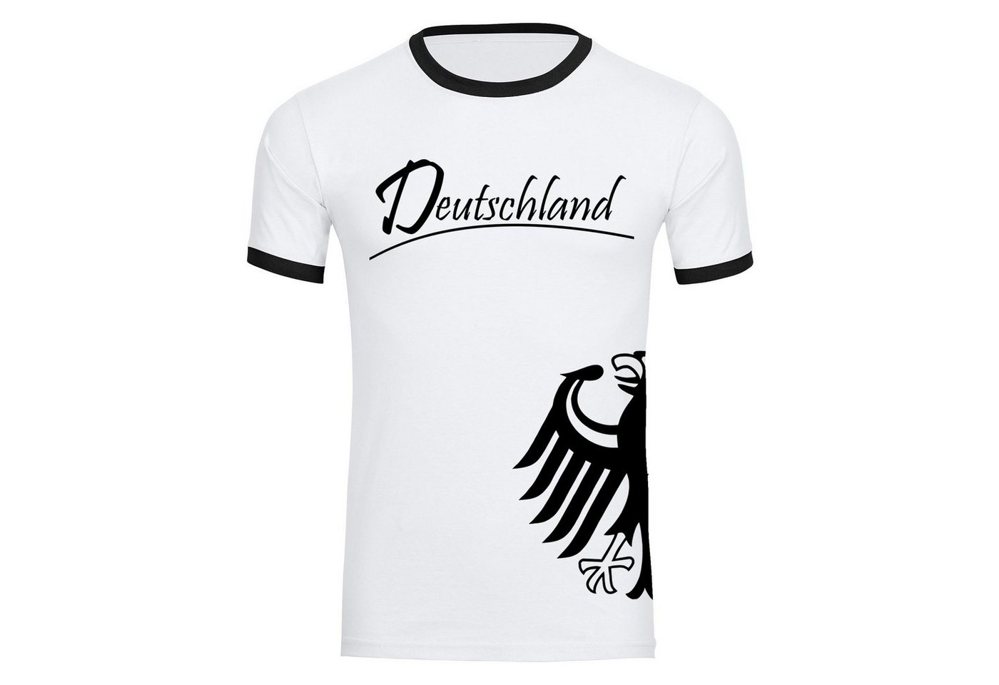 multifanshop T-Shirt Kontrast Deutschland - Adler seitlich - Männer von multifanshop