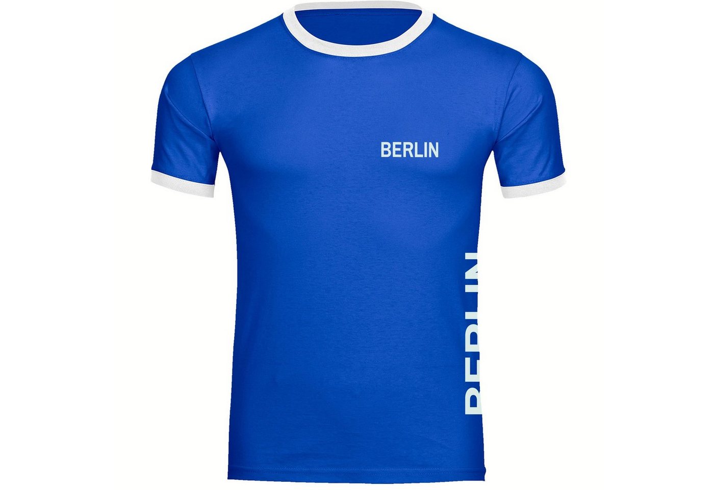 multifanshop T-Shirt Kontrast Berlin blau - Brust & Seite - Männer von multifanshop