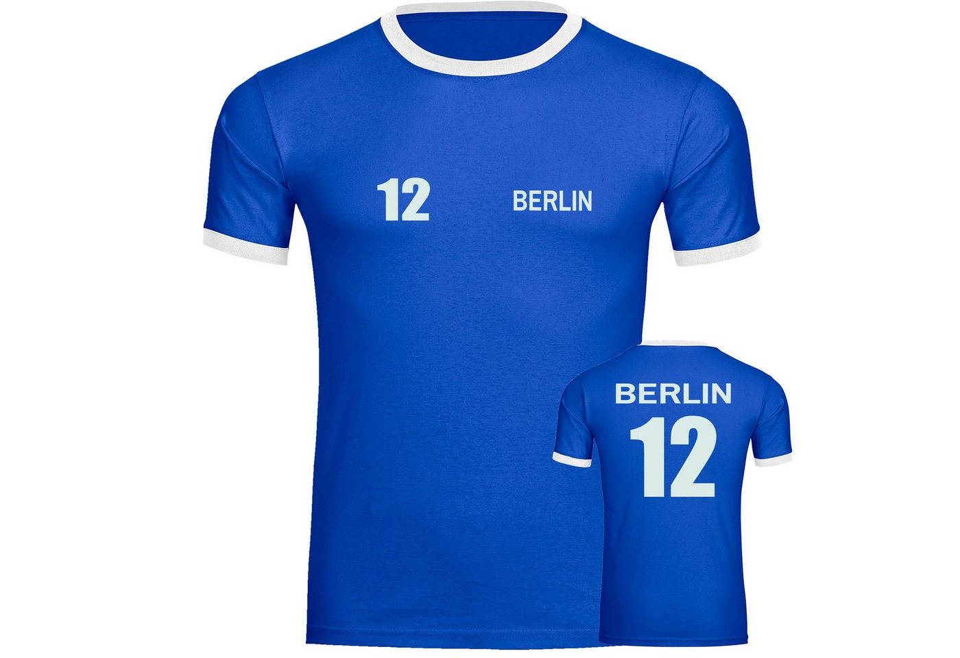 multifanshop T-Shirt Kontrast Berlin blau - Trikot 12 - Männer von multifanshop