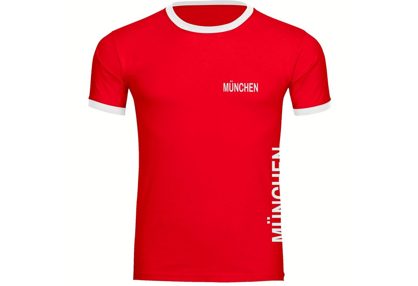 multifanshop T-Shirt Kontrast München rot - Brust & Seite - Männer von multifanshop