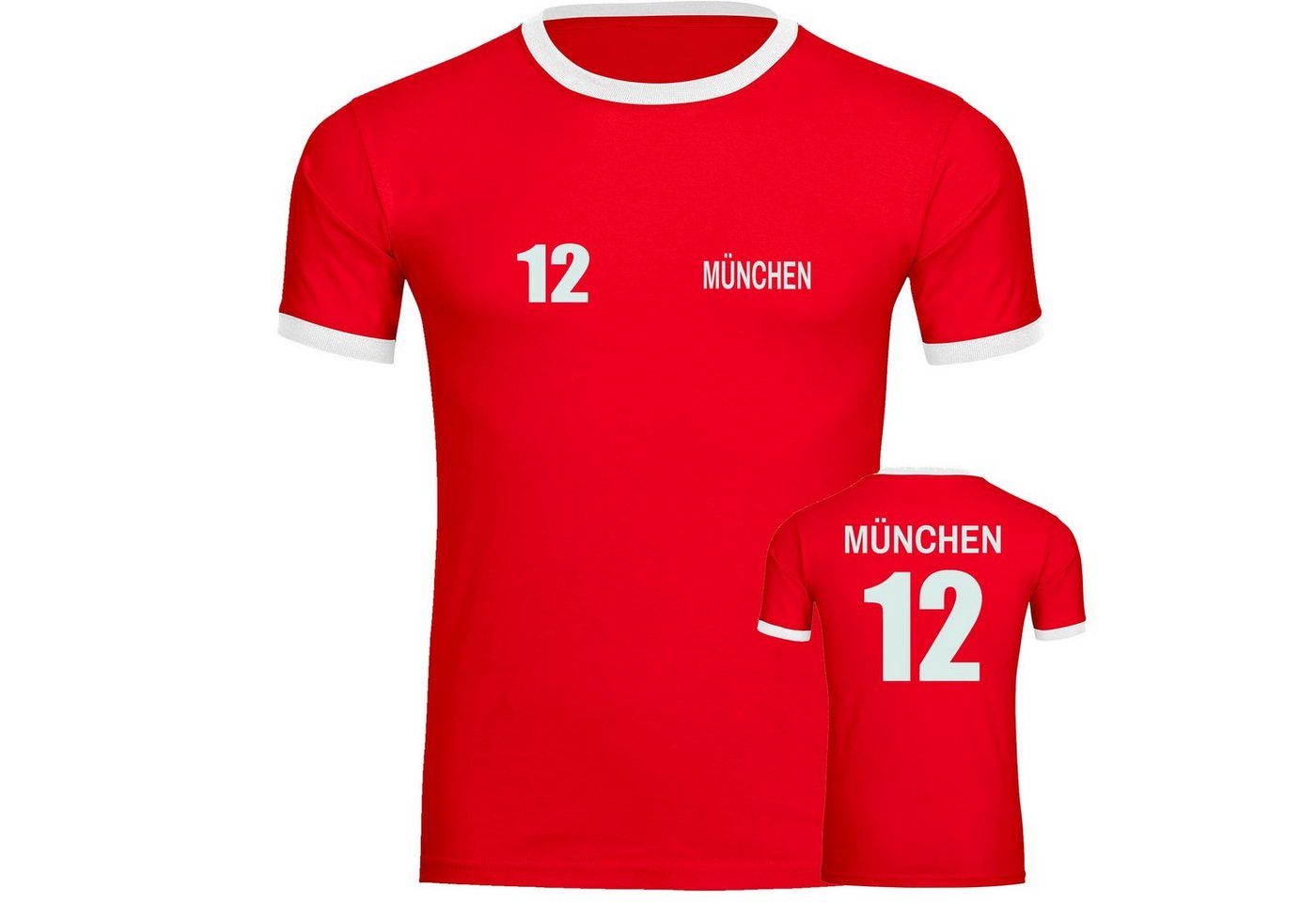 multifanshop T-Shirt Kontrast München rot - Trikot 12 - Männer von multifanshop