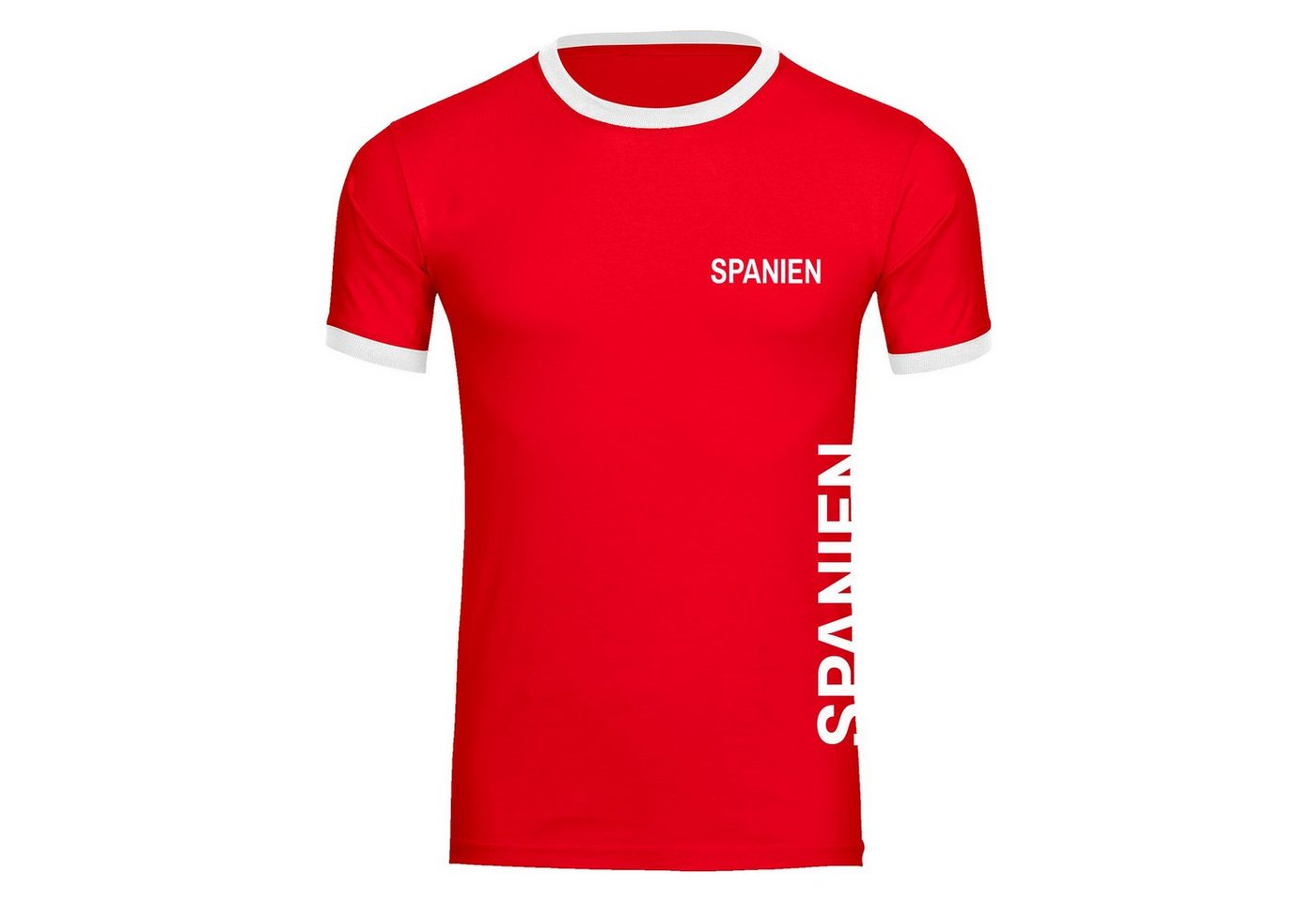 multifanshop T-Shirt Kontrast Spanien - Brust & Seite - Männer von multifanshop