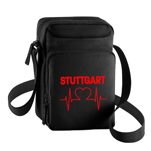 multifanshop Umhängetasche - Stuttgart - Herzschlag - Druck rot - Tasche Größe schwarz multifanshop Umhängetasche - Stuttgart - Herzschlag - Druck rot - Tasche Größe schwarz von multifanshop