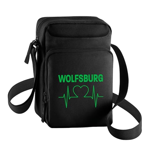 multifanshop Umhängetasche - Wolfsburg - Herzschlag - Druck grün - Tasche Größe schwarz multifanshop Umhängetasche - Wolfsburg - Herzschlag - Druck grün - Tasche Größe schwarz von multifanshop