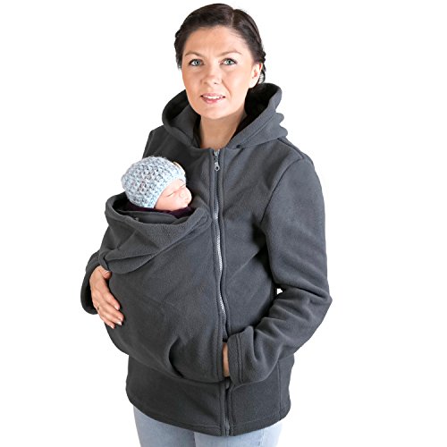 mum2befashion FUN2BEMUM Pullover Umstandspullover Tragejacke für Mama & Baby grau (L 40) von fun2bemum