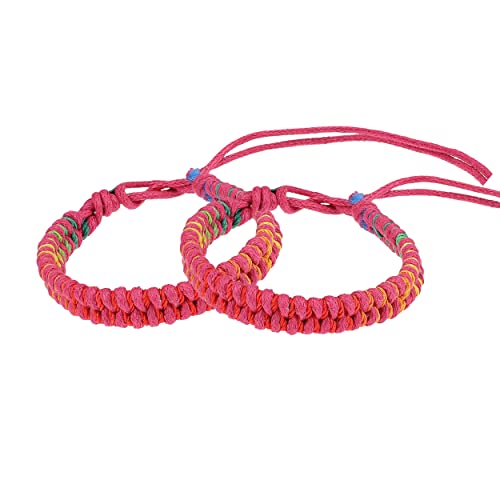 mumbi Freundschaftsarmband/Surferarmband, Schmuck Armband geflochten, Regenbogen pink, 2 Stück von mumbi