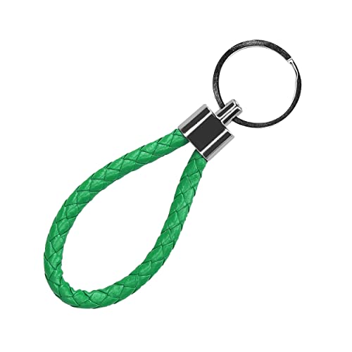 mumbi Schlüsselanhänger Schlüsselband aus Kunstleder & Edelstahl, geflochten Kunstlederband in Grün, Einheitsgröße von mumbi