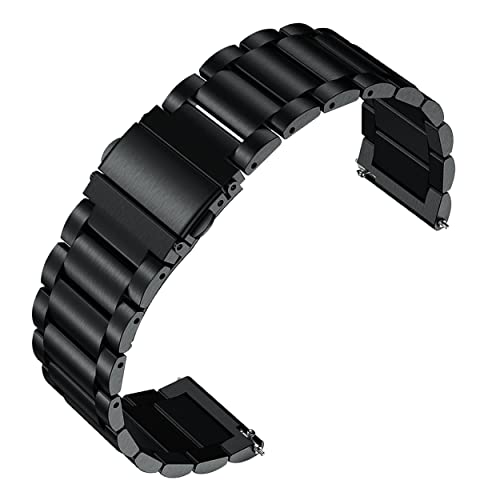 mumbi Uhrenarmband 18mm Edelstahl, Ersatz Armband mit Faltschließe/Schnellverschluss, schwarz von mumbi