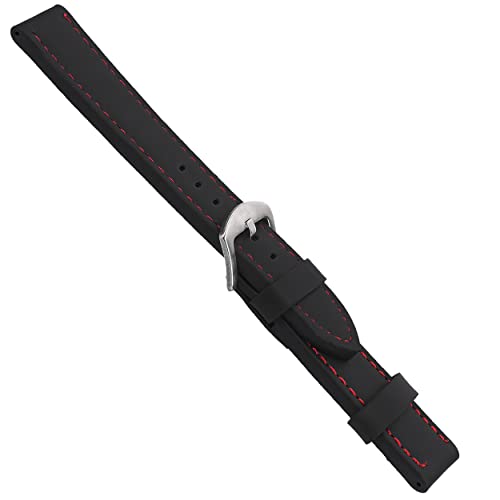 mumbi Uhrenarmband 20mm Kunst-Leder, Ersatz Armband für Uhren, Schwarz/Rot von mumbi