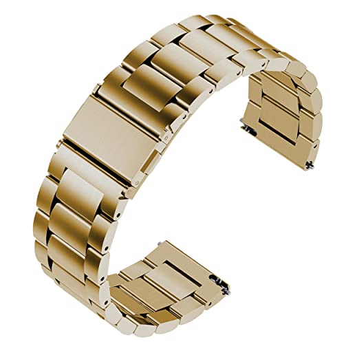 mumbi Uhrenarmband 22mm Edelstahl, Ersatz Armband mit Faltschließe/Schnellverschluss, gold von mumbi